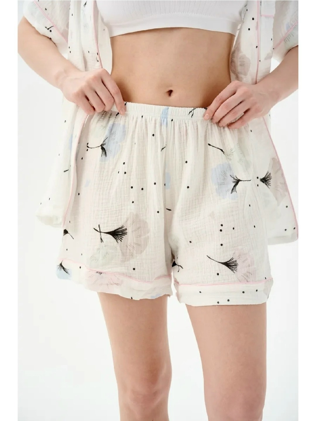 пижама муслиновая хлопок,пижама муслиновая хлопок со штанами,женская пижама из хлопка,муслиновая пижама со штанами и рубашкой,женская муслиновая пижама