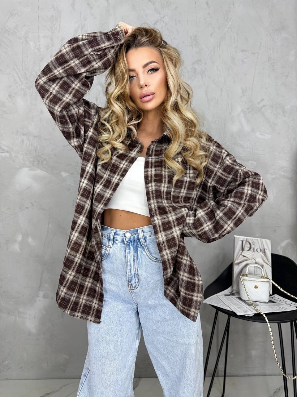 рубашка в клетку оверсайз на кнопках,рубашка женская в клетку оверсайз,рубашка в клетку оверсайз на кнопках golubkova,женская рубашка в клетку,рубашка в клетку