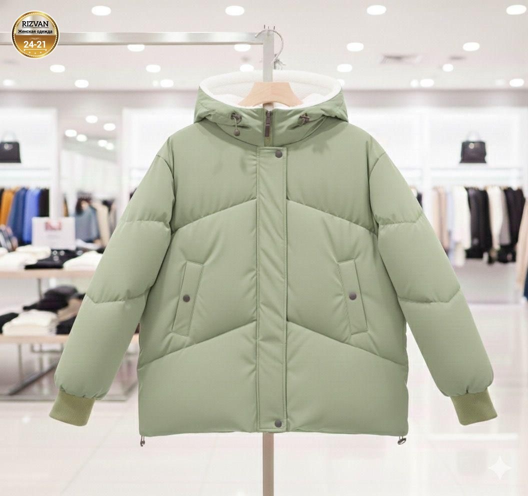 куртка зимняя оверсайз с капюшоном короткая miss evulia,куртка зимняя женская,куртка-пуховик женская зимняя свободная с капюшоном в корейском стиле,зимняя толстая теплая куртка-пуховик с воротником-ст