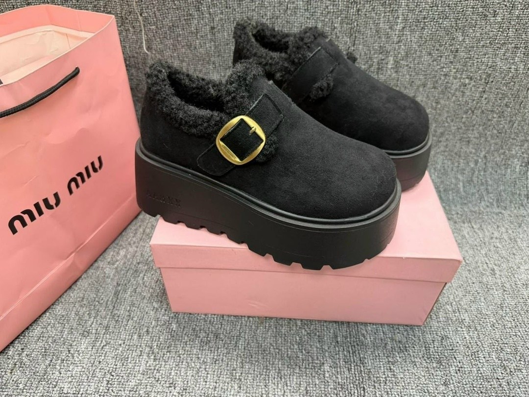 повседневная женская  лоферы с меховыми сабо на платформе круглым носком,женская ,,женские ботинки на платформе, повседневные