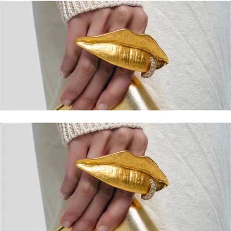 металлическое золотистое кольцо в форме губ для женщин,кольцо в форме губ для женщин,кольцо в форме большого губа для женщин,кольцо большие губы цинковый сплав,ювелирные изделия