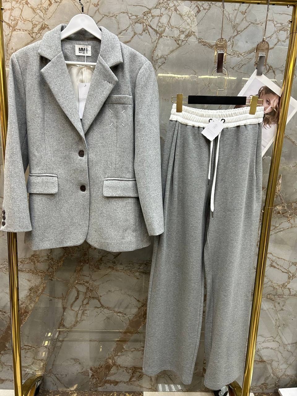 костюм брючный с пиджаком оверсайз savori,брючный костюм,костюм brunello cucinelli,женский брючный костюм,женский костюм