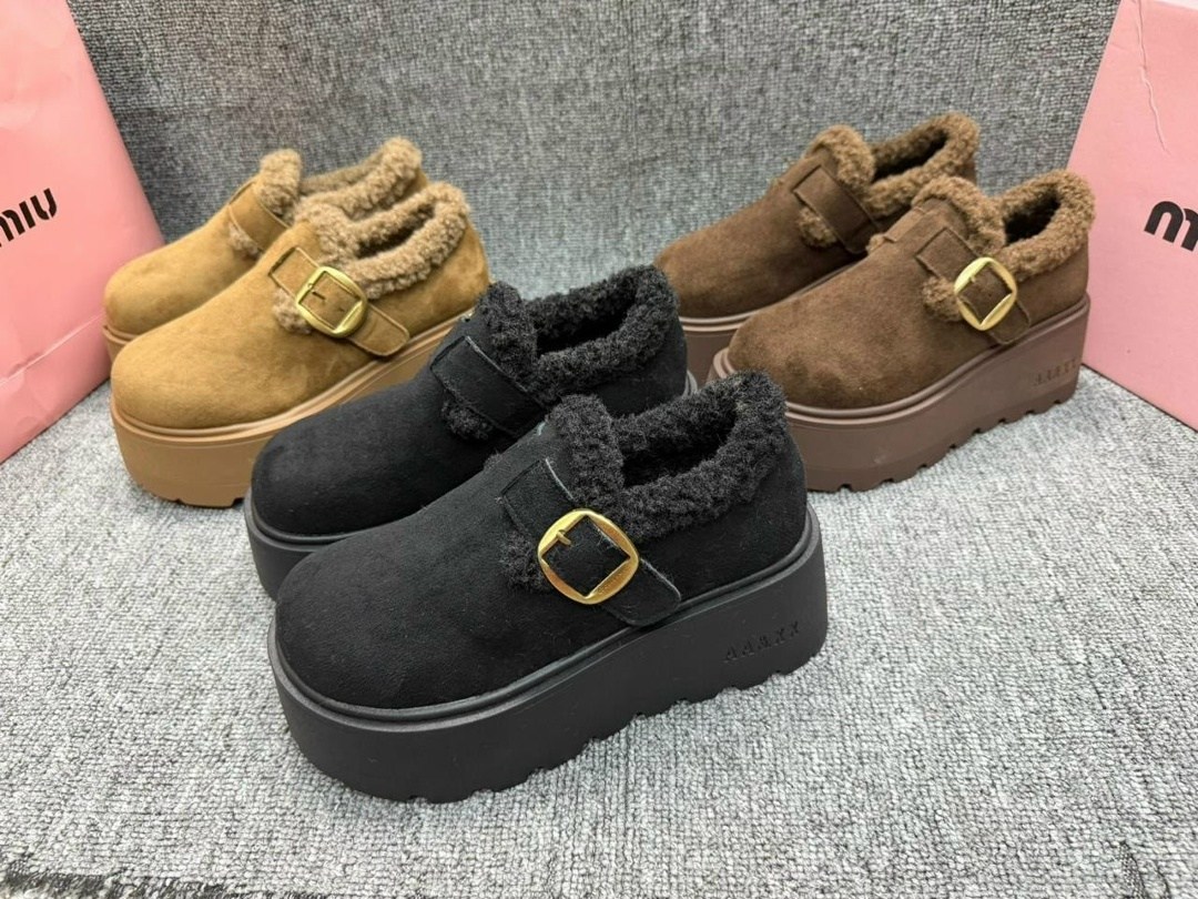 повседневная женская  лоферы с меховыми сабо на платформе круглым носком,женская ,,женские ботинки на платформе, повседневные