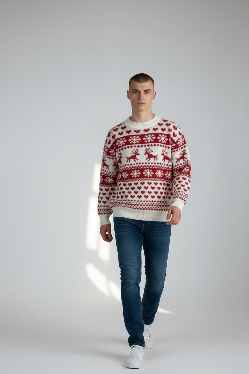 свитер новогодний,джемпер,свитер,свитер с оленями sc7 мужской,мужской свитер с оленем