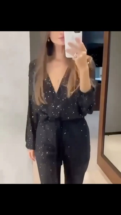 комбинезон с пайетками,комбинезон женский сексуальный с v-образным вырезом и блестками,комбинезон пайетки,брючный комбинезон в пайетках,женский комбинезон с пайетками di1ara_shop