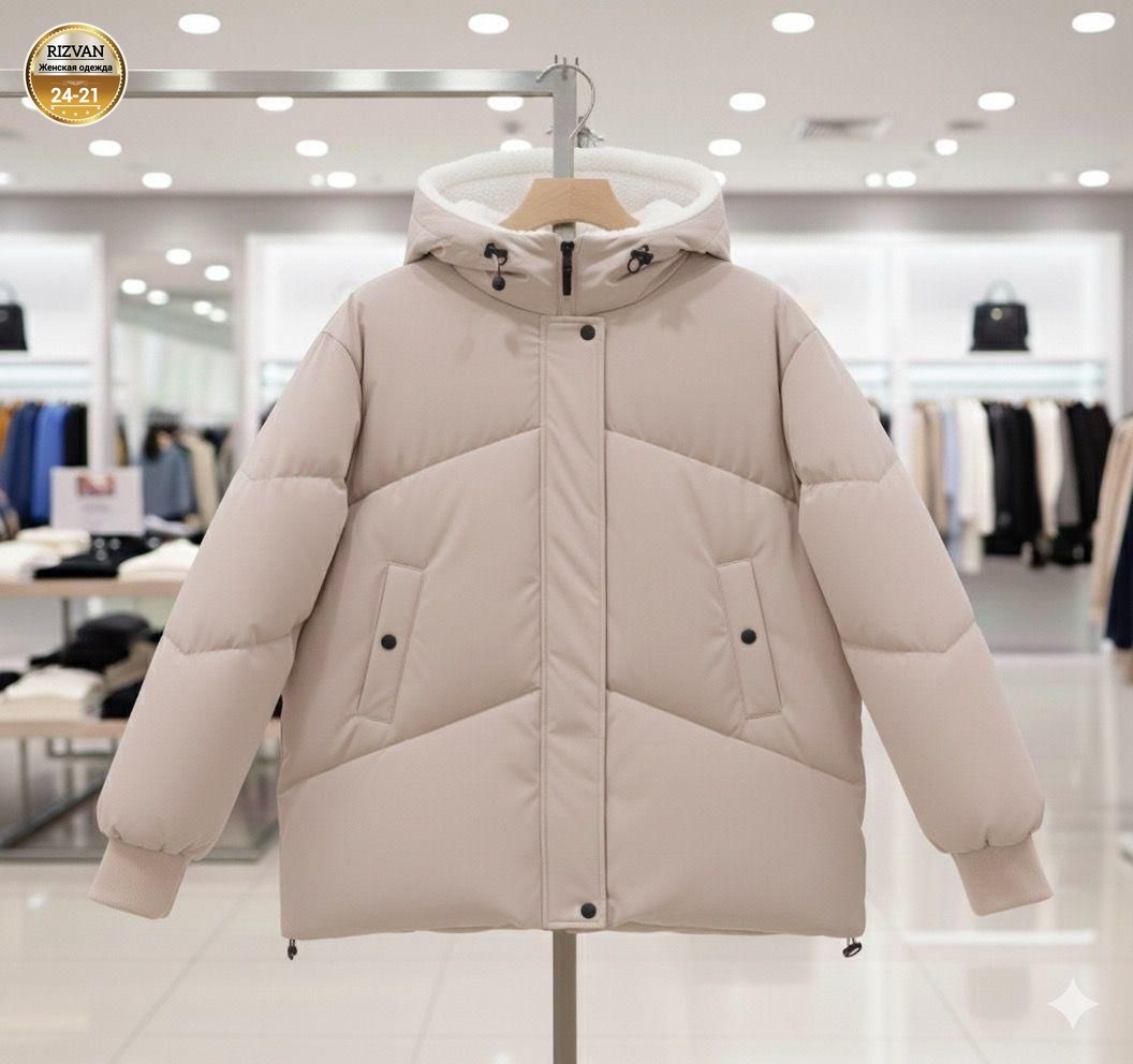 куртка зимняя оверсайз с капюшоном короткая miss evulia,куртка зимняя женская,куртка-пуховик женская зимняя свободная с капюшоном в корейском стиле,зимняя толстая теплая куртка-пуховик с воротником-ст