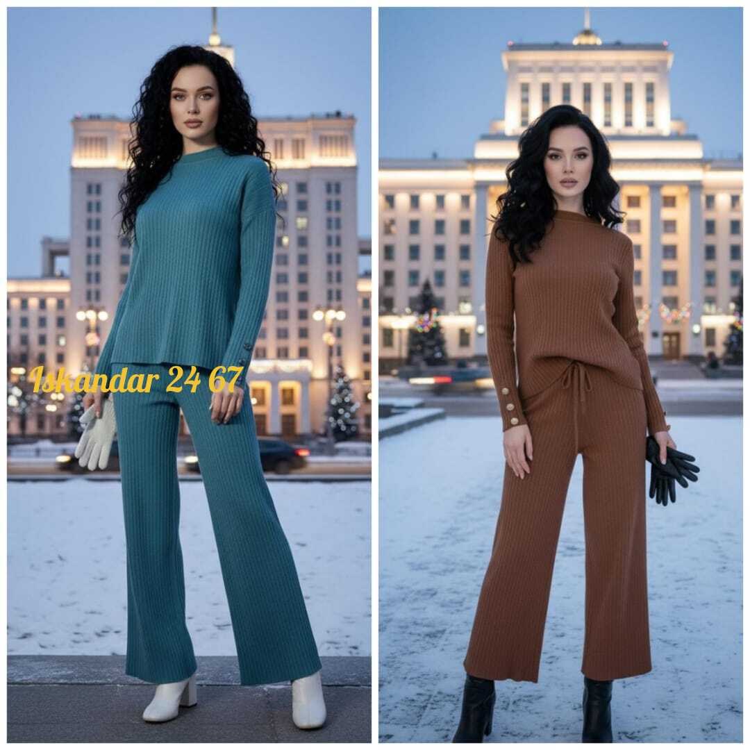 костюм женский кофта и штаны арт. 1545967,брючный костюм лапша,трикотажный костюм,костюм теплый вязаный брючный alina,костюм теплый вязаный брючный alina женский