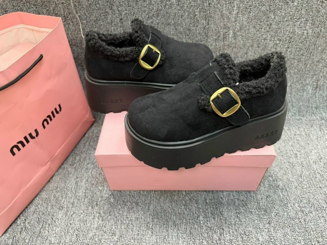 повседневная женская  лоферы с меховыми сабо на платформе круглым носком,женская ,,женские ботинки на платформе, повседневные