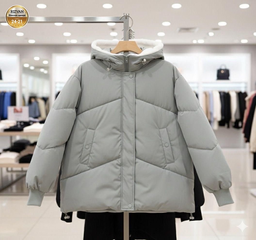 куртка зимняя оверсайз с капюшоном короткая miss evulia,куртка зимняя женская,куртка-пуховик женская зимняя свободная с капюшоном в корейском стиле,зимняя толстая теплая куртка-пуховик с воротником-ст