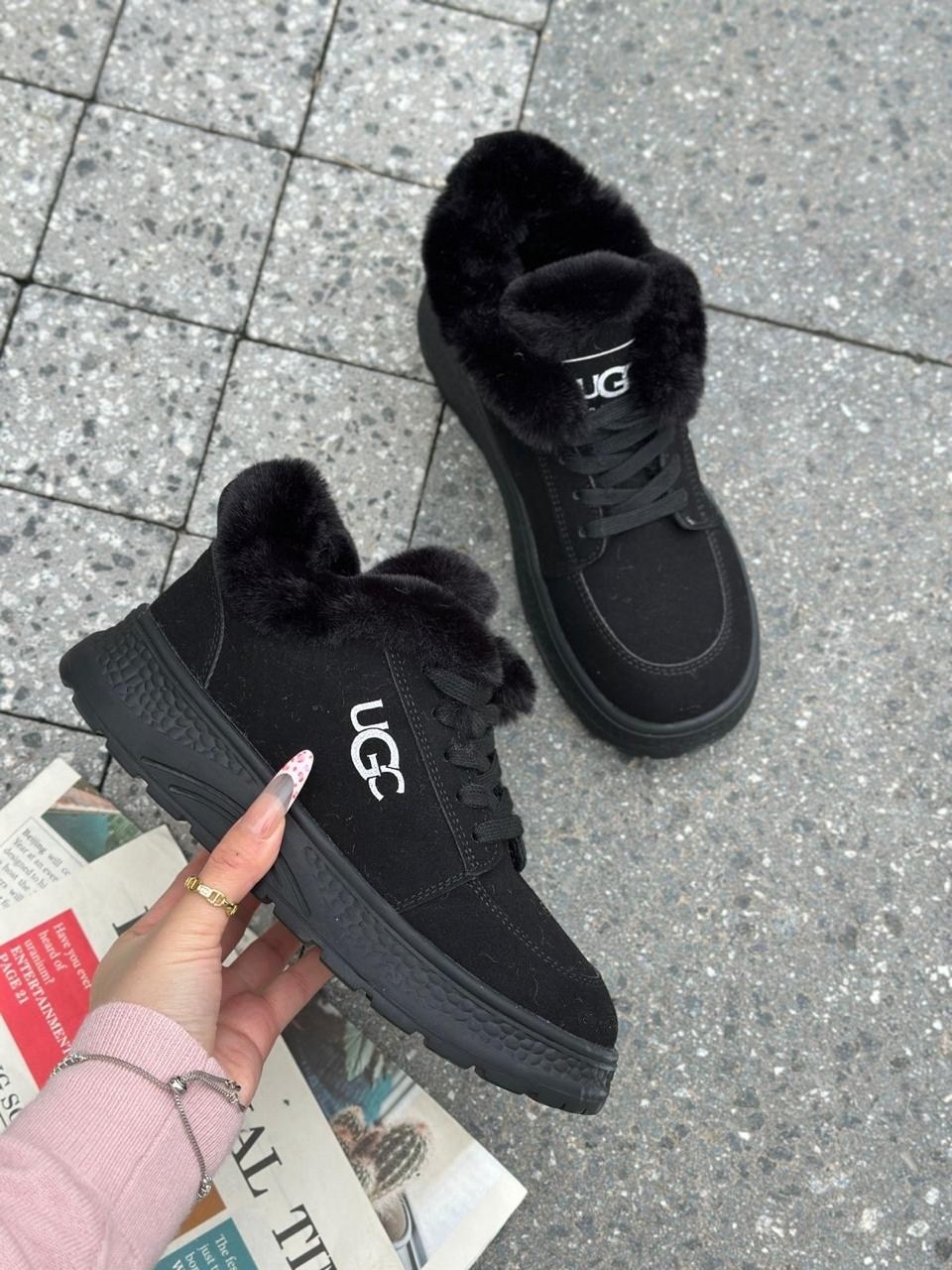 кроссовки женские зимние меховые на шнурках черные угг ugg sofia alexs,,ugg кроссовки зимние,зимние кеды ugg женские, зимняя