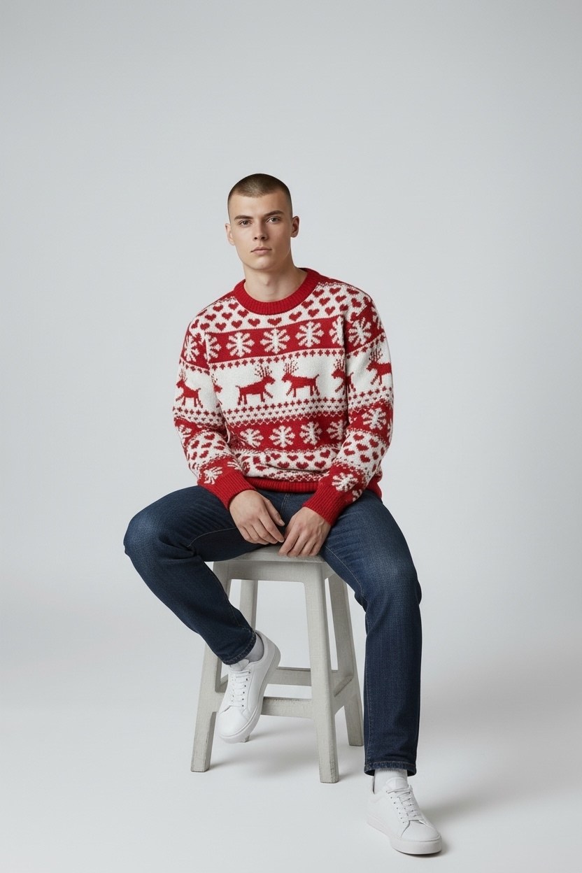 свитер новогодний,джемпер,свитер,свитер с оленями sc7 мужской,мужской свитер с оленем