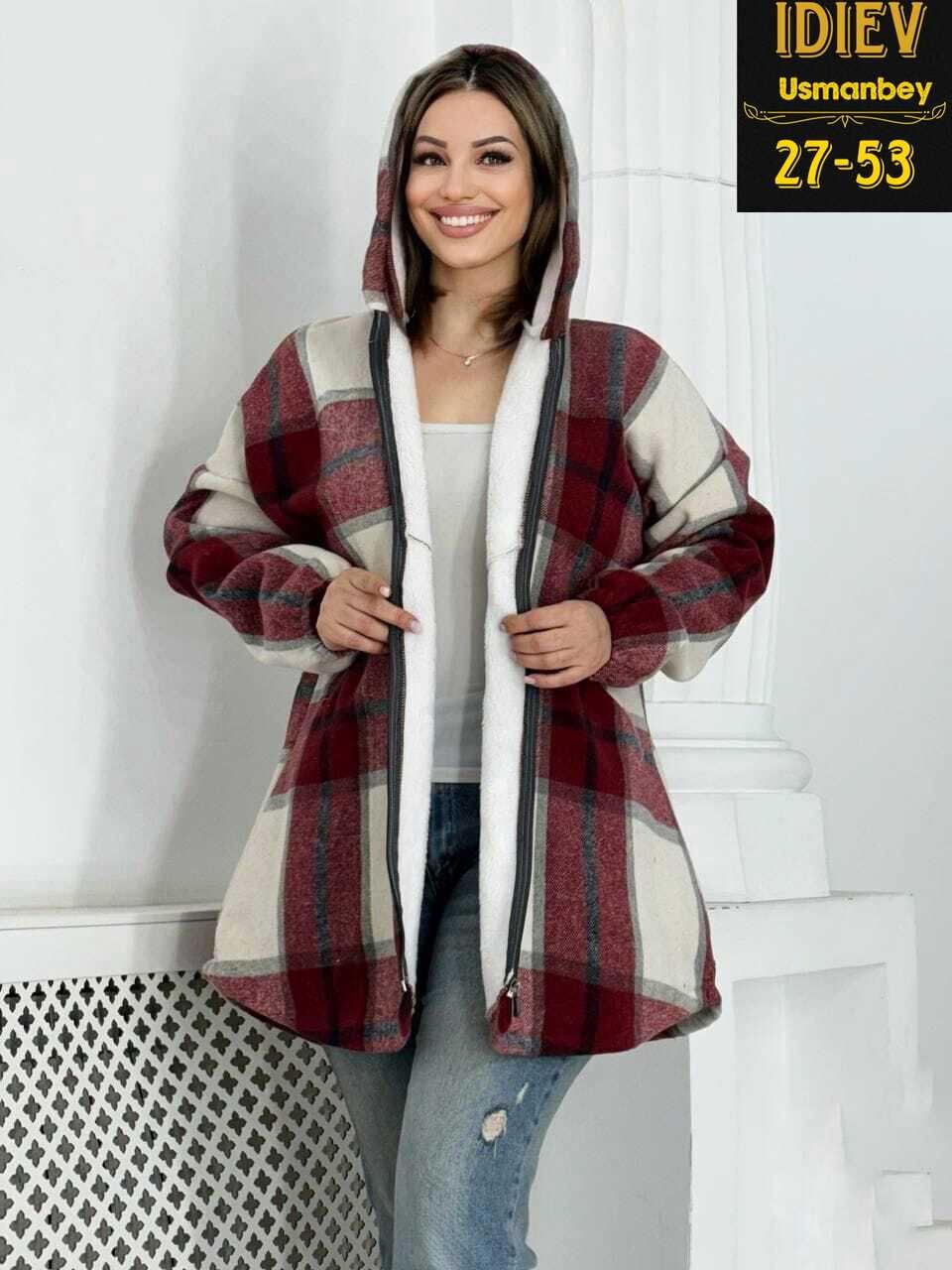 рубашка теплая с капюшоном,рубашка с капюшоном,худи оверсайз теплая в клетку удлиненная roza fashion,рубашка оверсайз теплая в клетку,куртка женская