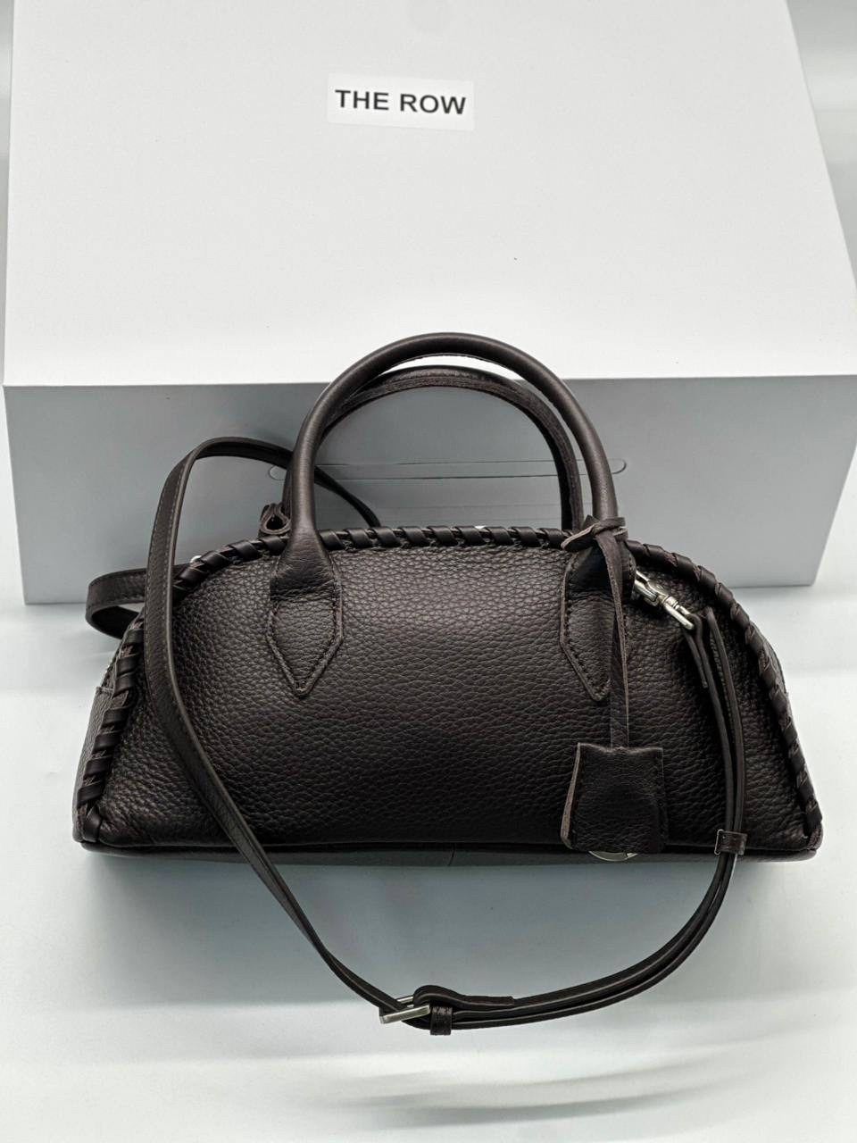 сумка,брендовая женская сумка,большая кожаная сумка-тоут the row dark brown,сумки женская,модная сумка