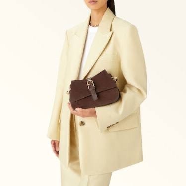 женская коричневая сумка flow large furla,сумка furla flow l из натуральной замши,сумка furla flow темно коричневая,женская сумка через плечо furla коричневая,сумка flow large furla wb01040/bx3354 кор