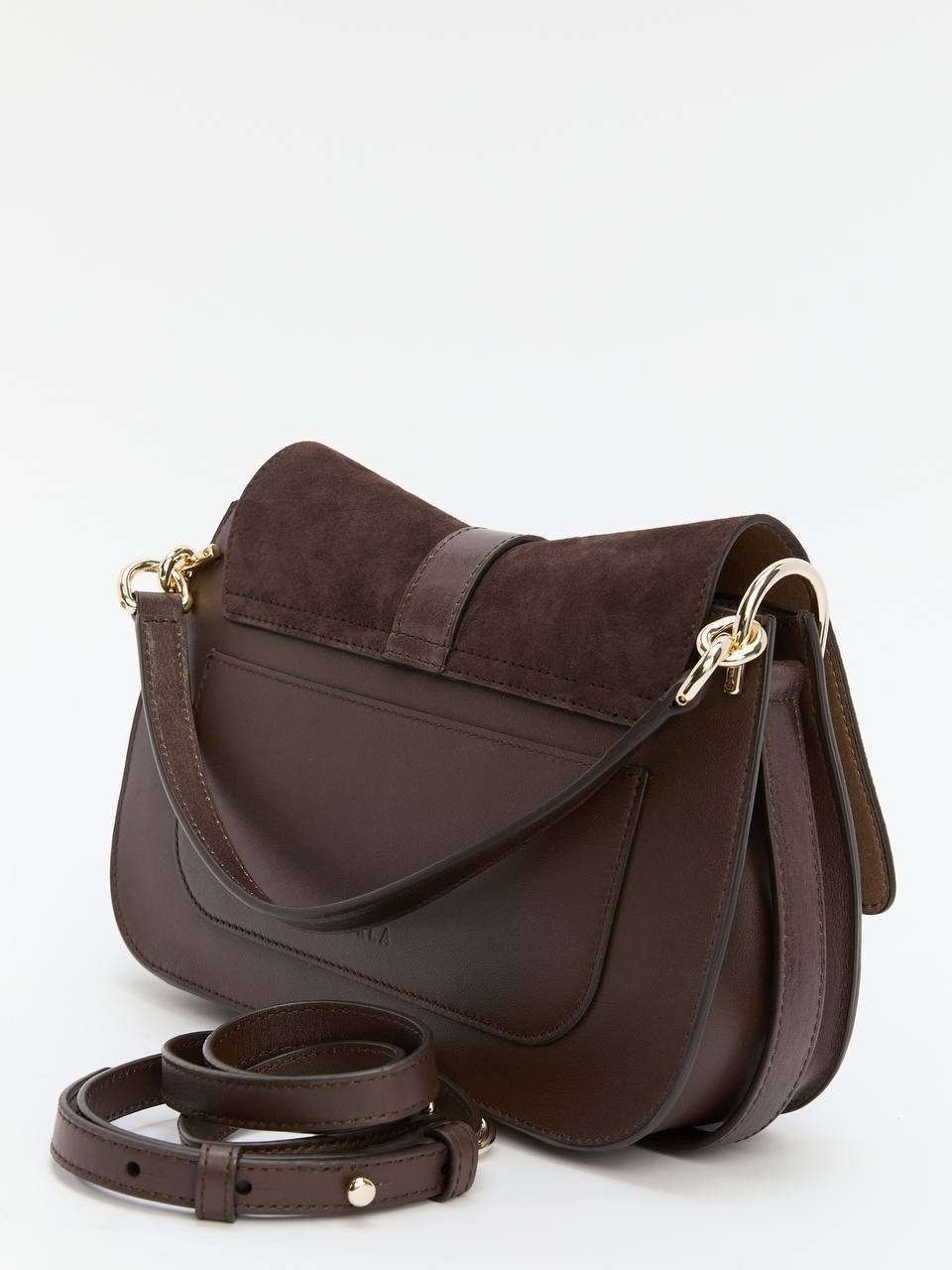 женская коричневая сумка flow large furla,сумка furla flow l из натуральной замши,сумка furla flow темно коричневая,женская сумка через плечо furla коричневая,сумка flow large furla wb01040/bx3354 кор