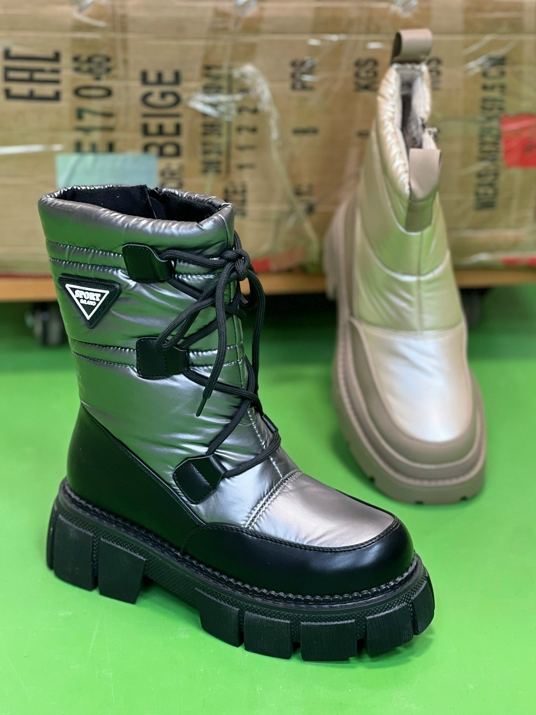 дутики женские,дутики,,зимние ботинки с натуральным мехом e82-1 бежевые,дутики зимние женские