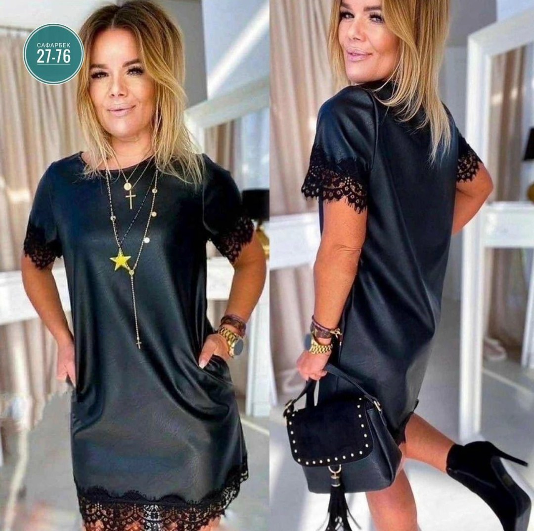 платье женское,платье женское выполнено под экокожу,платье черное,платье женское черное,платье эко кожа