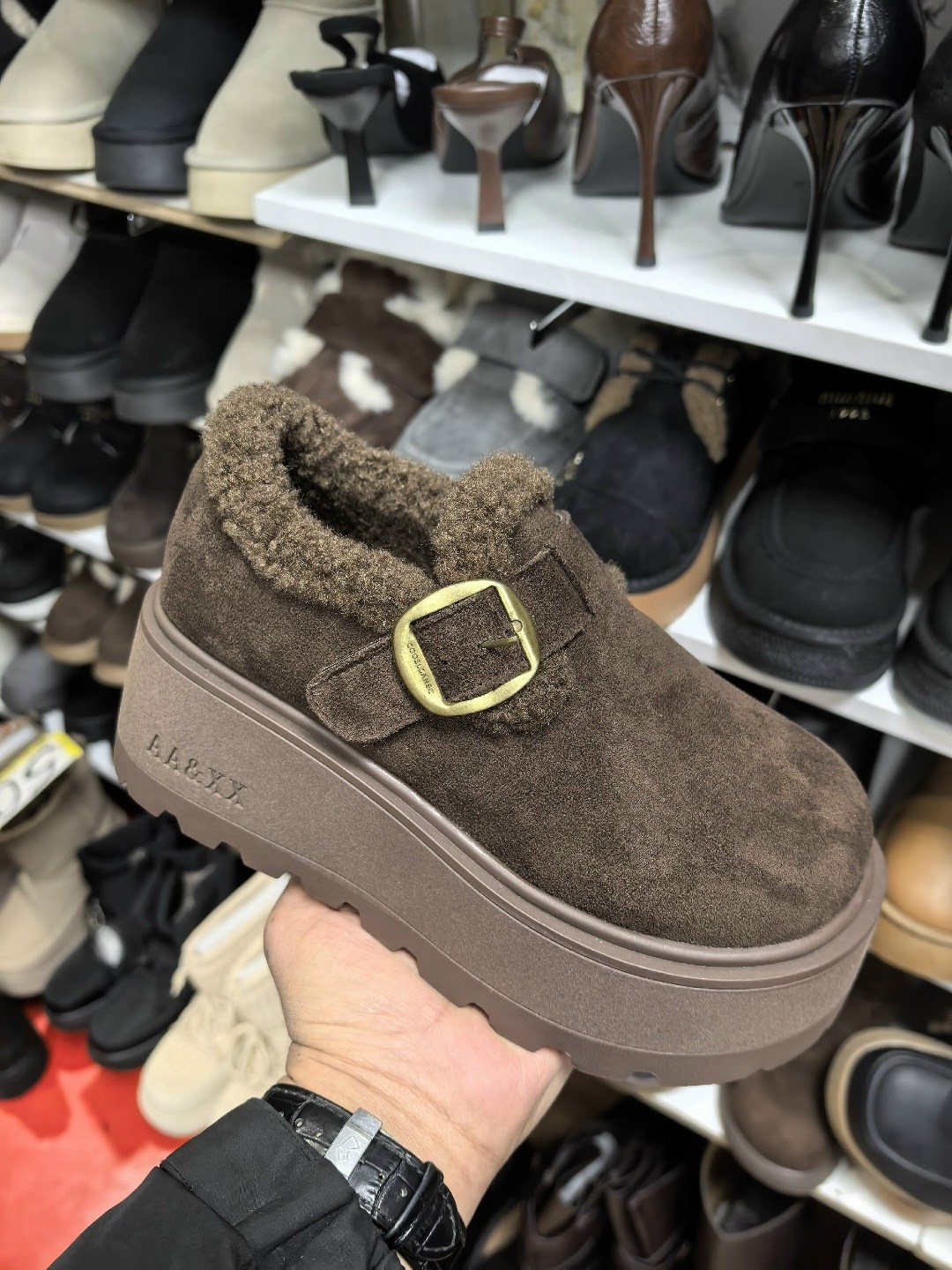 ,модные женские туфли на плоской подошве с меховой платформой,женская зимняя , повседневные,женская