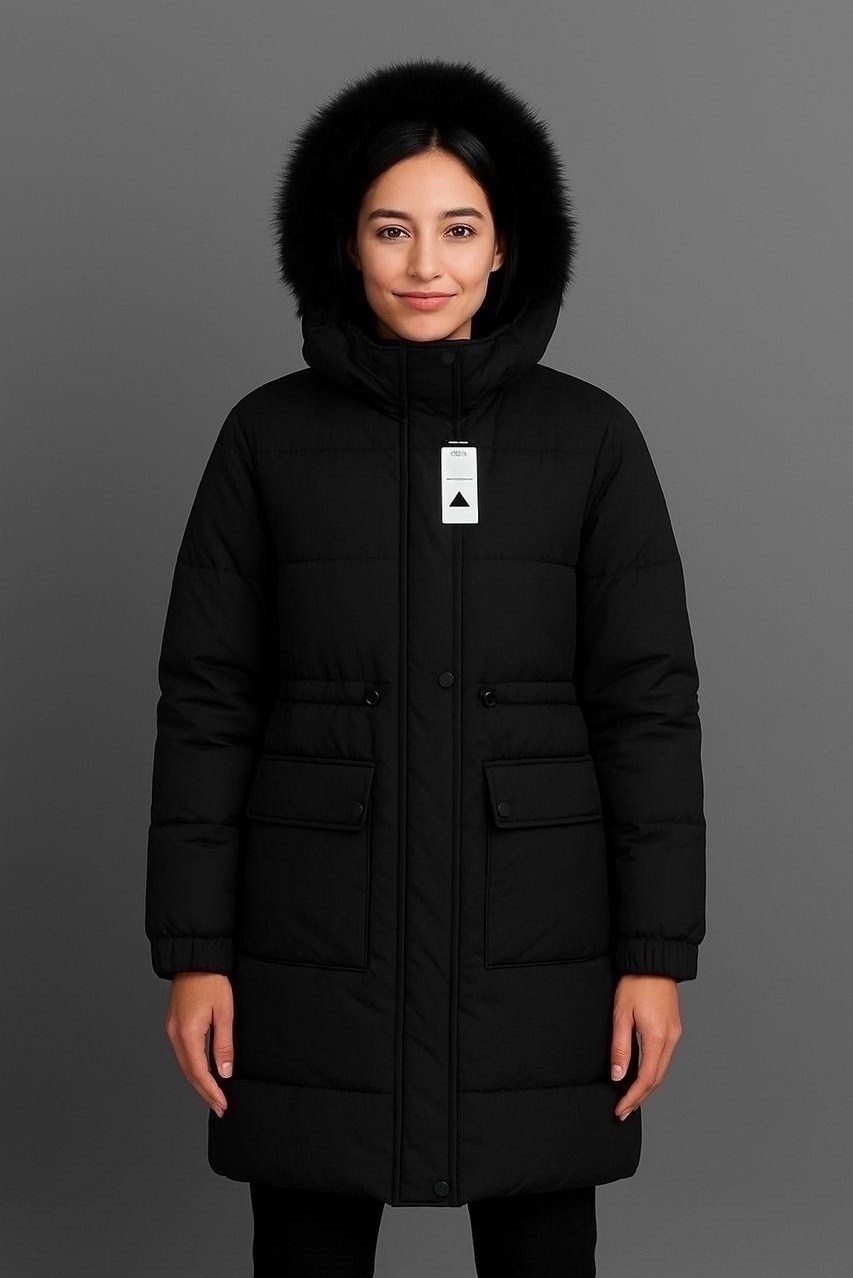 женская зимняя куртка,пуховик женский,куртка женская,зимний пуховик парка удлинённая с капюшоном linibel 280204190,куртка зимняя