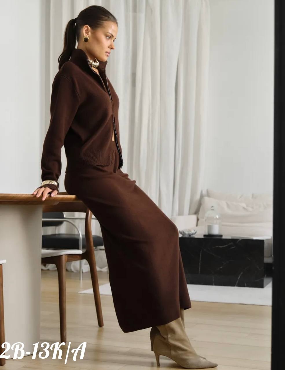 трикотажный костюм,женский костюм,костюм двойка кашемир,костюм трикотажный женский,кардиган коричневый