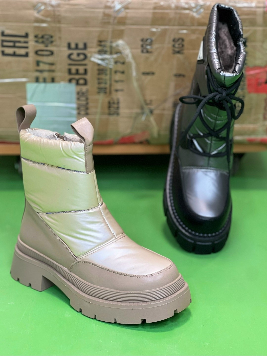 дутики женские,дутики,,зимние ботинки с натуральным мехом e82-1 бежевые,дутики зимние женские