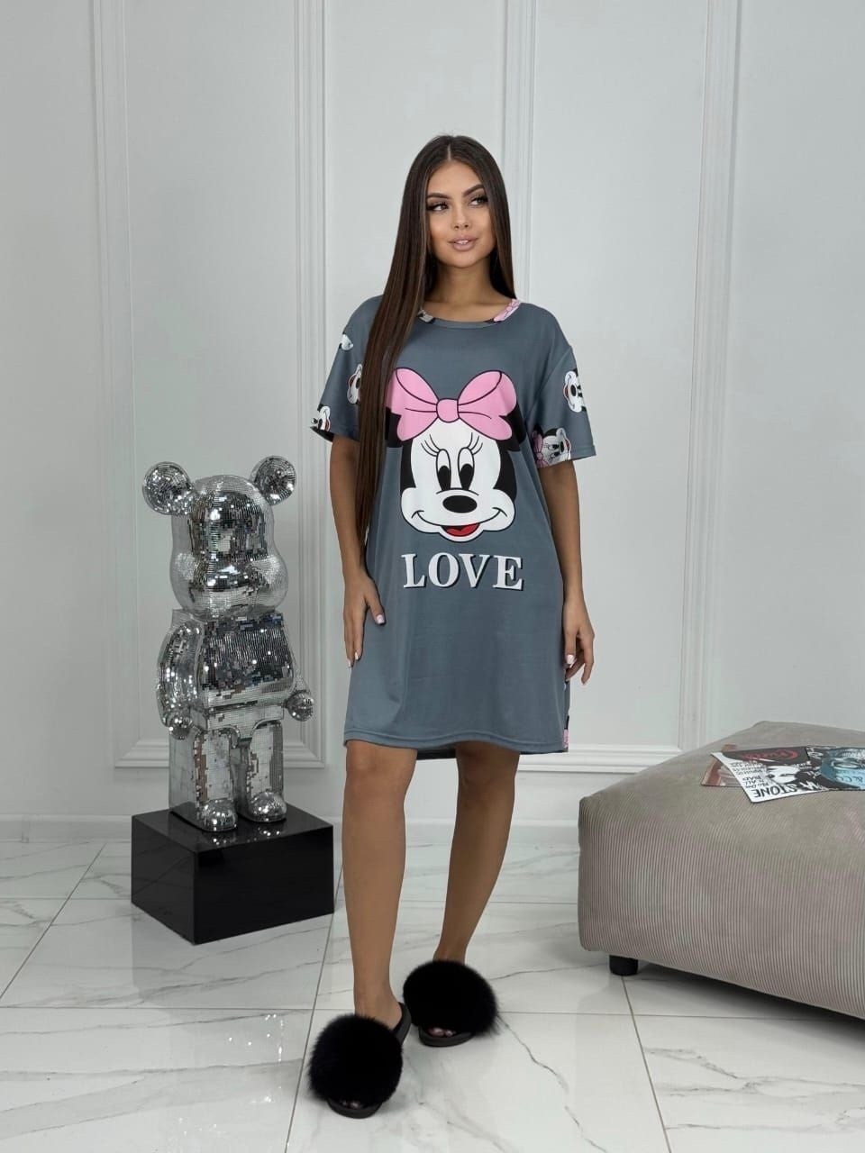 туника женская,туника женская домашняя,туника с микки маусом ,одежда для дома,домашняя туника