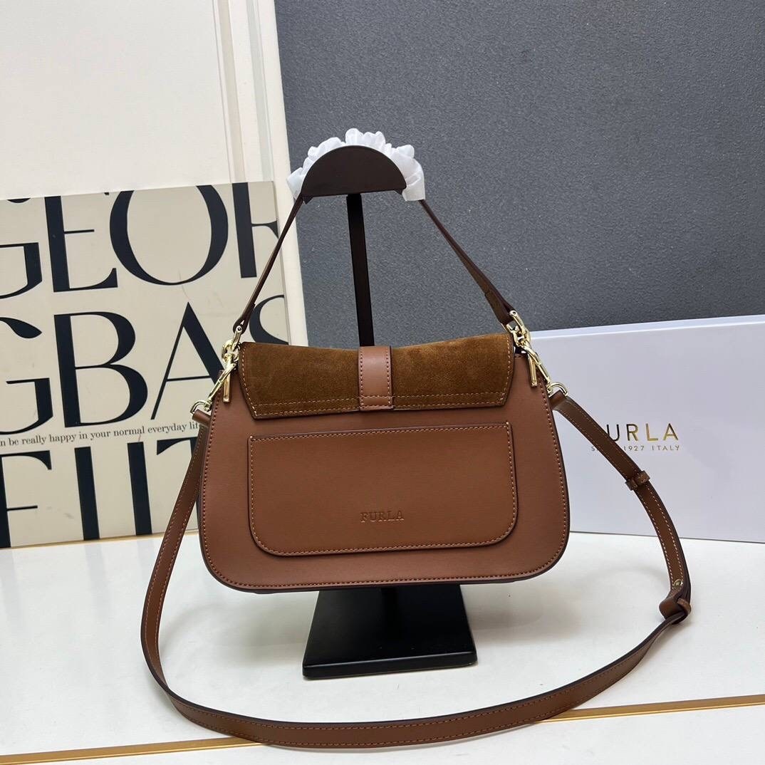 замшевая сумка,сумка на плечо furla из воловьей кожи,замшевая сумка женская,сумка,коричневая женская сумка furla