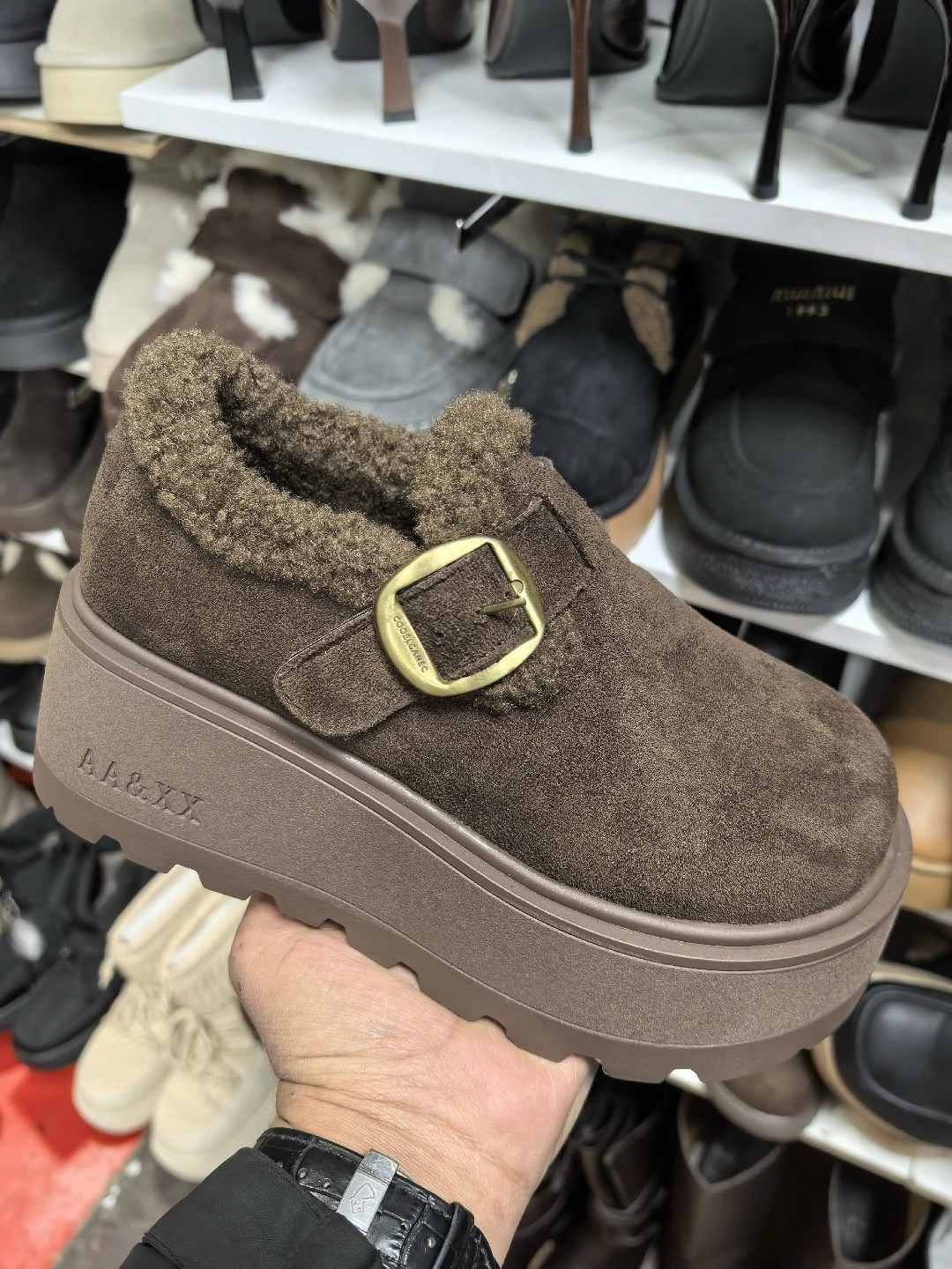 ,модные женские туфли на плоской подошве с меховой платформой,женская зимняя , повседневные,женская