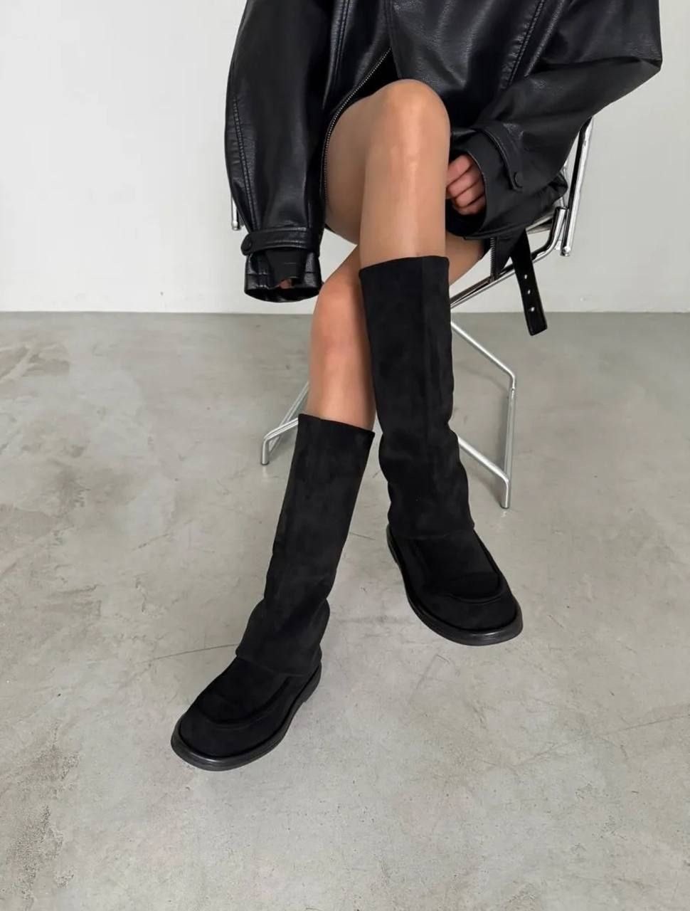 женские сапоги,сапоги высокие,сапоги,женские сапоги до колена,кожаные сапоги до колена lug bottega veneta черный