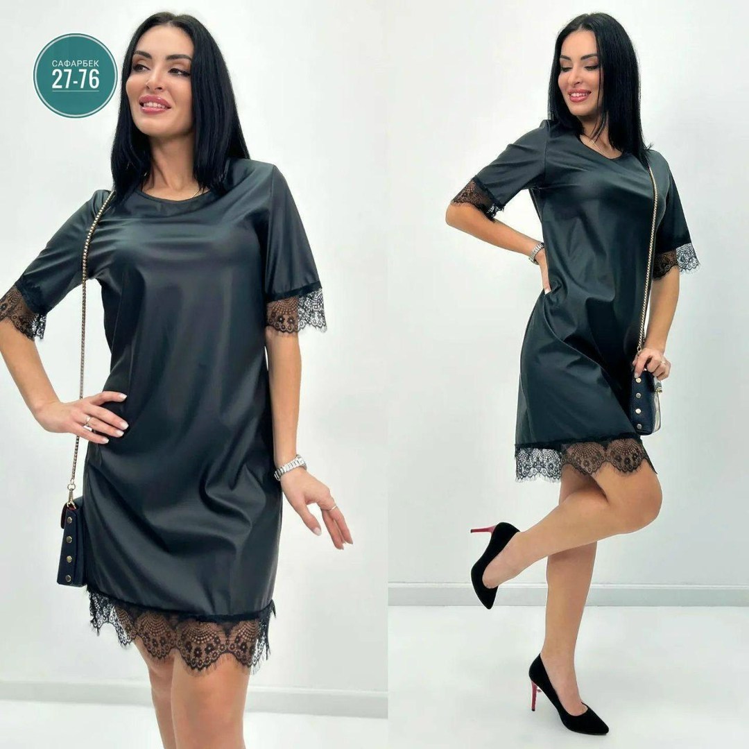 платье женское,платье женское выполнено под экокожу,платье черное,платье женское черное,платье эко кожа