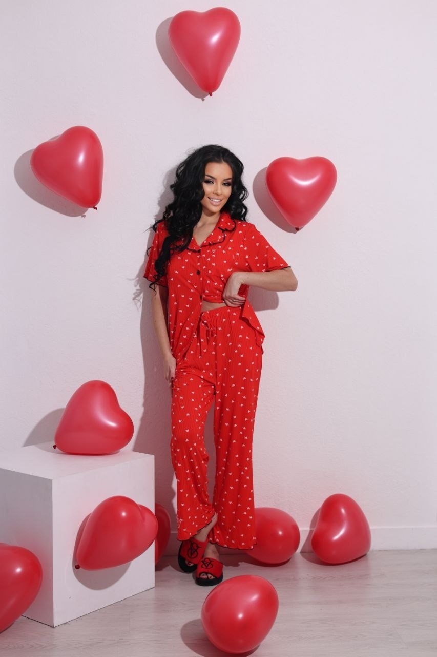 пижама женская,костюм для дома,красная пижама женская,комплект пижама,пижама