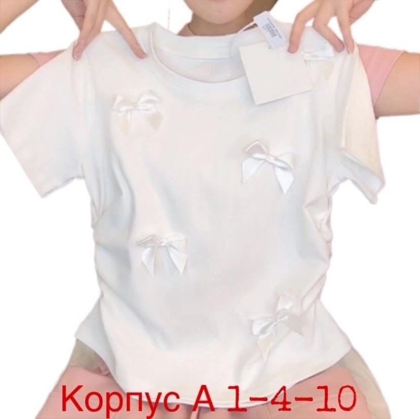 женское футболка с бантом,футболка с бантами,блузка детская нарядная,блузка для девочек,блузка детская