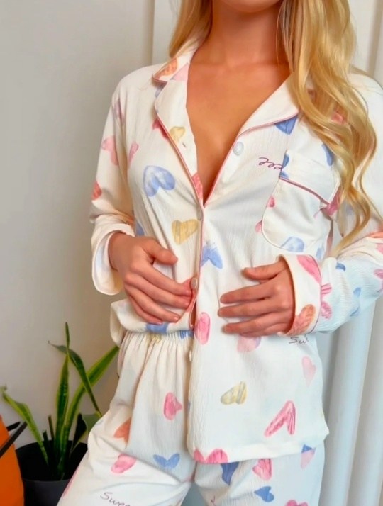 женская пижама,пижама со штанами и рубашкой с сердечками,пижама для женщин,пижама,пижама домашний костюм