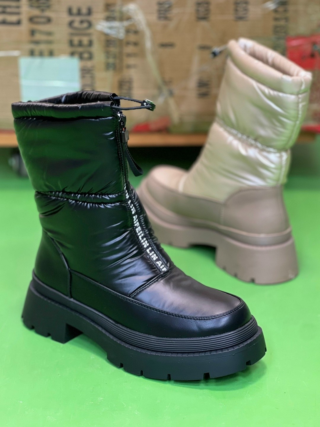 дутики женские,дутики,,зимние ботинки с натуральным мехом e82-1 бежевые,дутики зимние женские