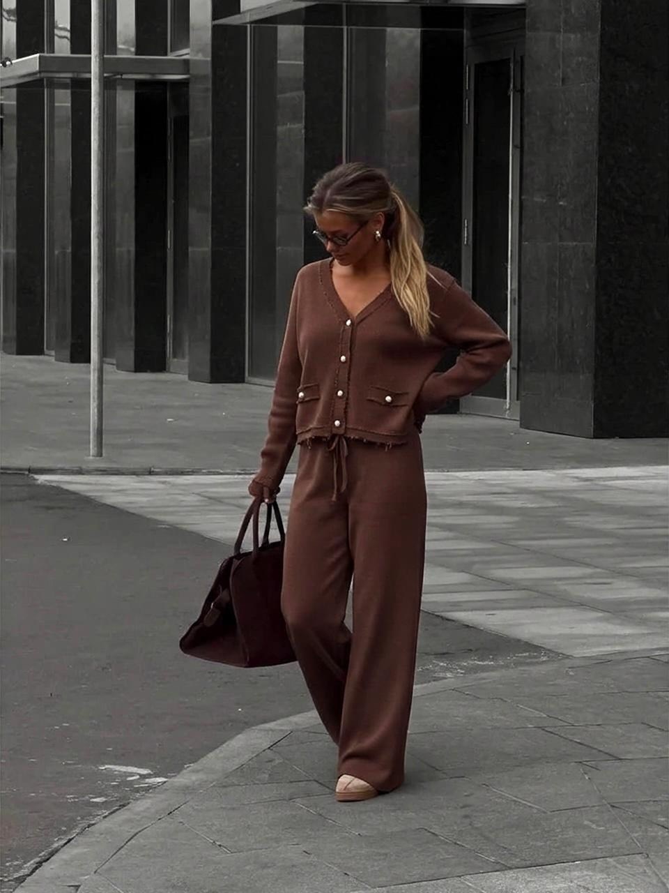 женский кашемировый трикотажный костюм hirsionsan,трикотажный брючный костюм,трикотажный костюм,костюм двойка кашемир,костюм брючный