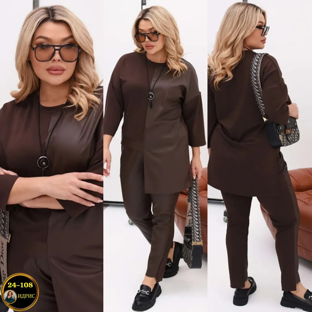 костюм женский брючный,костюм брючный больших размеров mo&li,брючный костюм больших размеров,стильные костюмы,костюм из экокожи
