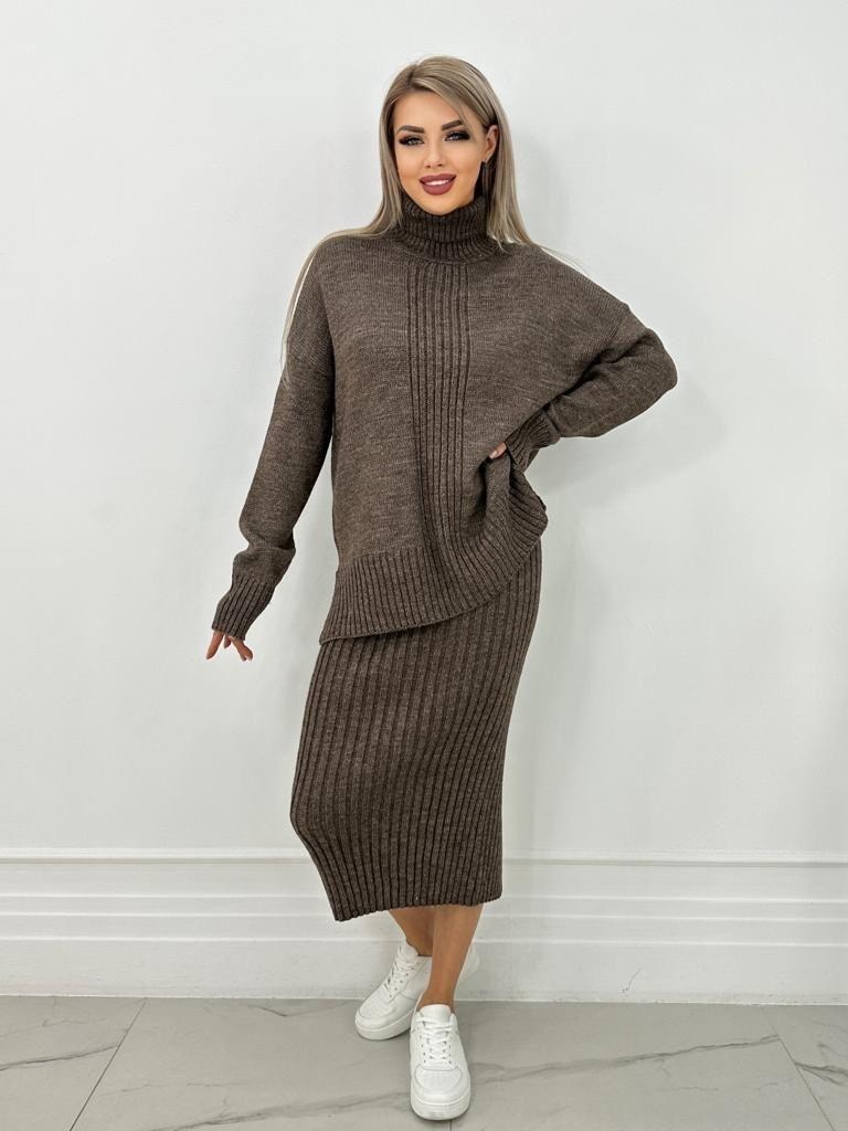 женский трикотажный костюм с юбкой,женский костюм серый,костюм с юбкой трикотажный,женский трикотажный костюм с юбкой арт. 706503,трикотажный костюм