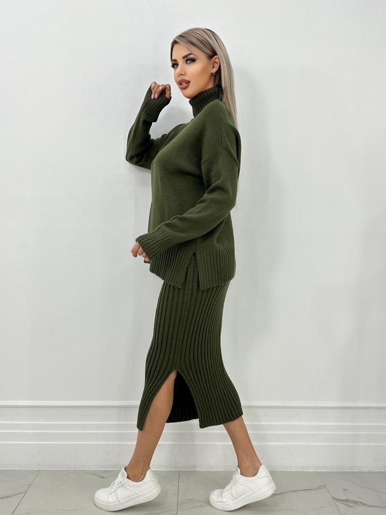 костюм с юбкой,женский костюм изумрудный,костюм с юбкой трикотажный теплый,костюм трикотажный,костюм трикотажный kotam
