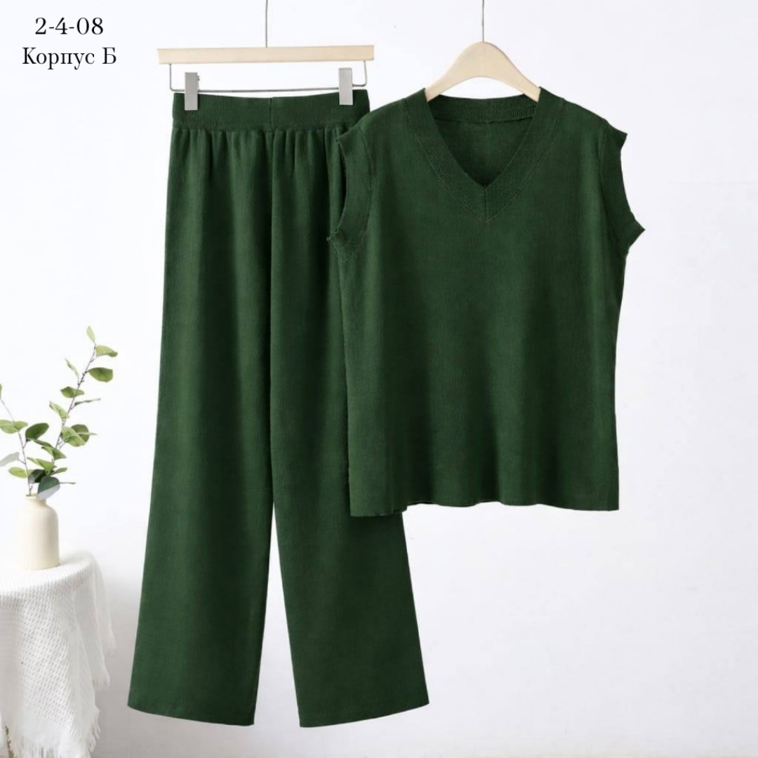 женский трикотажный костюм из двух предметов,женский трикотажный костюм,костюм трикотажный,женский вязаный жилет,трикотажные брюки