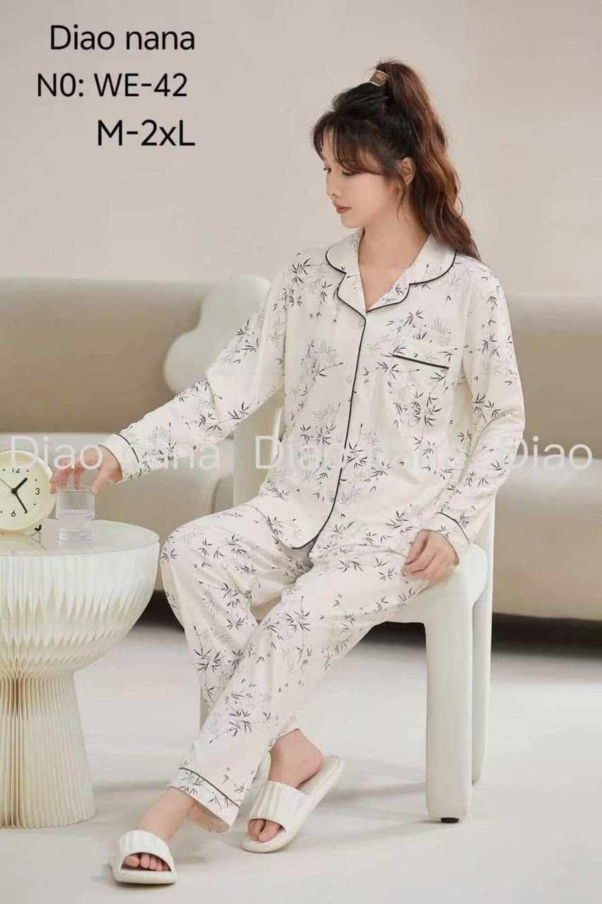 муслиновая пижама рубашка со штанами,пижама женская,пижама для женщин,женская пижама с длинным рукавом,женская пижама домашняя одежда