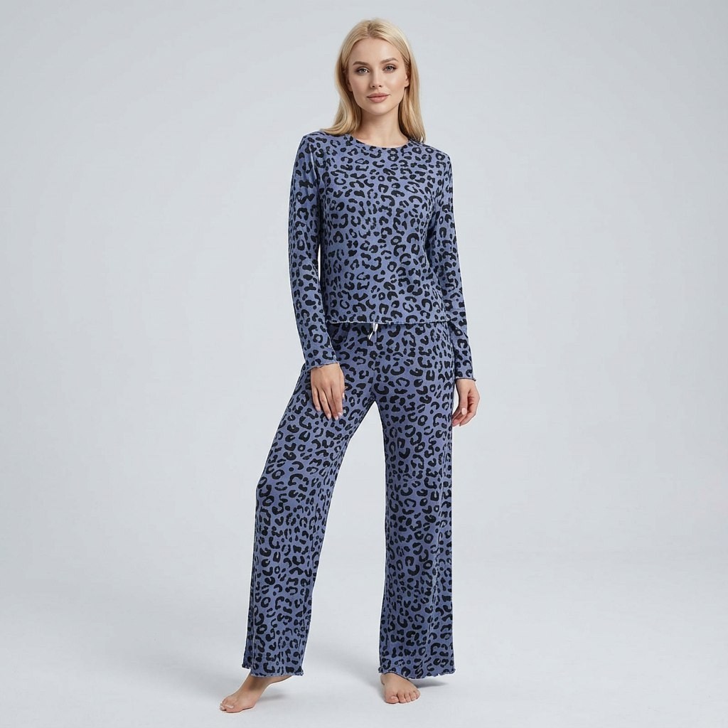 женская пижама,комплект пижама,пижама с длинными рукавами,пижама голубая,пижама с брюками