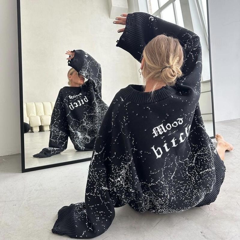 джемпер женский оверсайз,кофта оверсайс,рваная туника