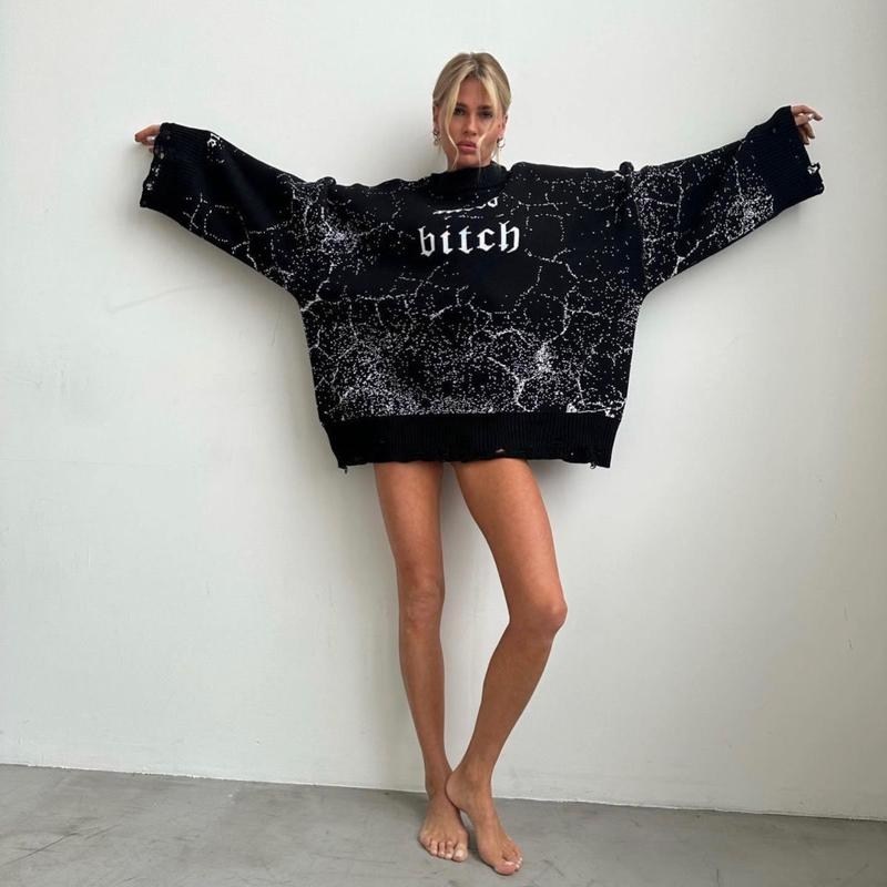 джемпер женский оверсайз,кофта оверсайс,рваная туника