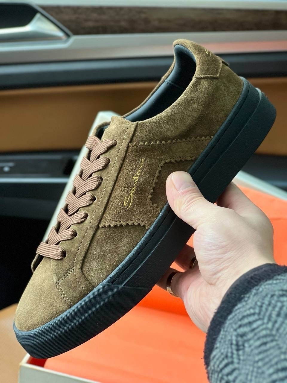 ,замшевые кеды santoni,замшевые кеды,замшевые кроссовки мужские,замшевые кроссовки