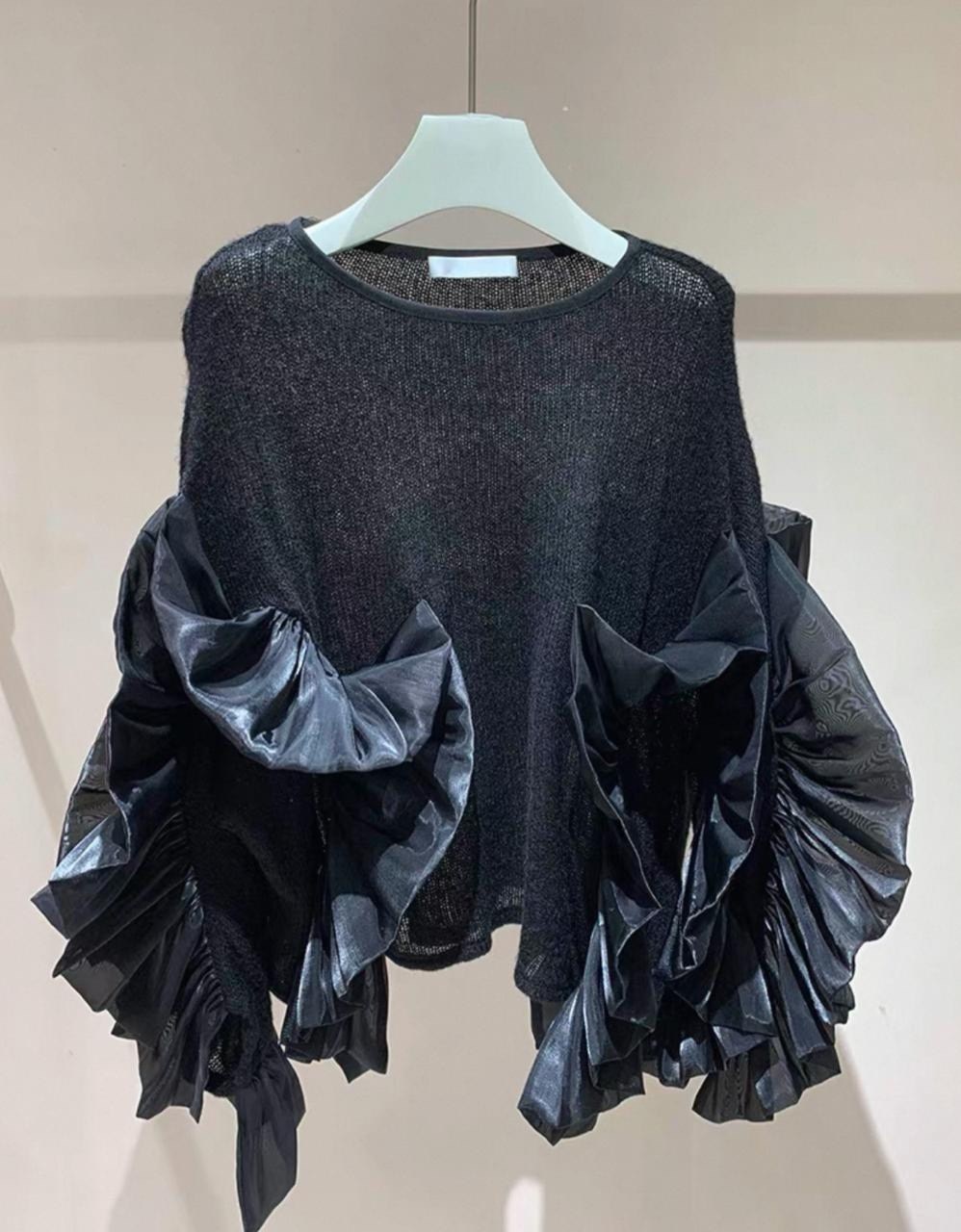 блузка с оборками,объемный свитер,модная блузка,объемный джемпер,шифоновая блузка