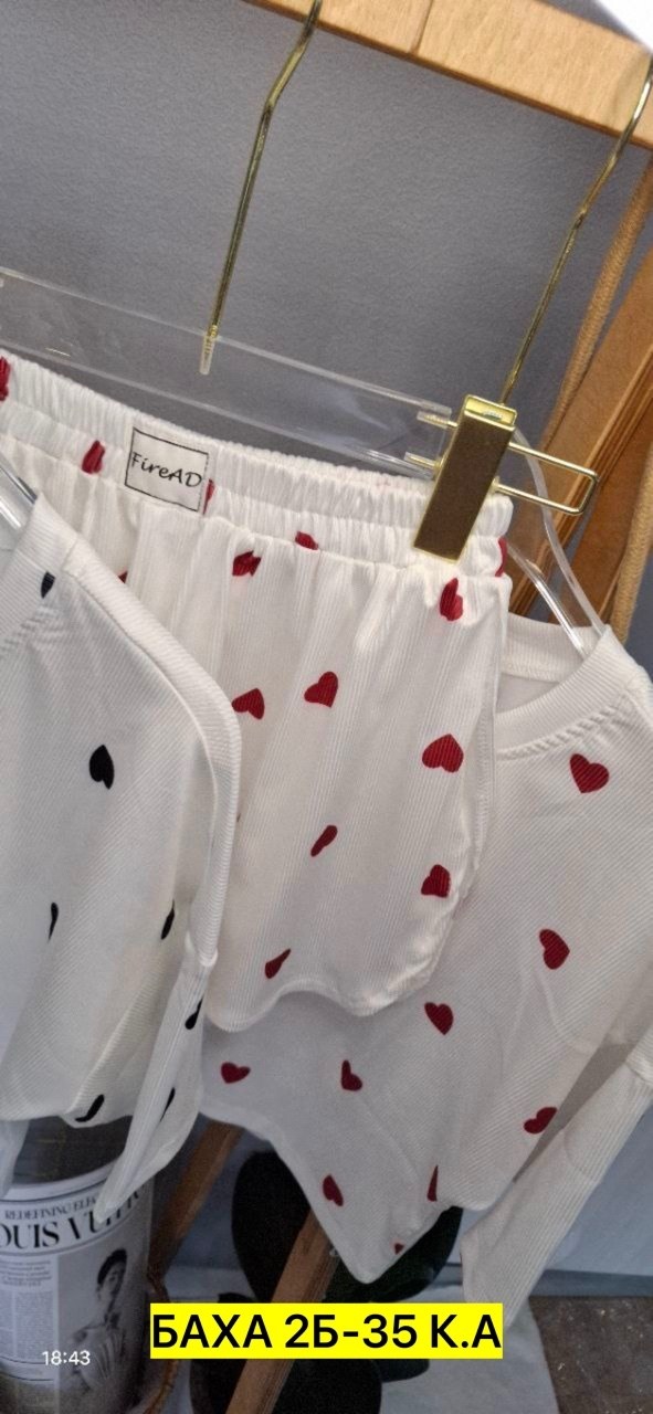 пижама женская,пижама женская с шортами,пижама,пижама в сердечко женская,пижама женская топ