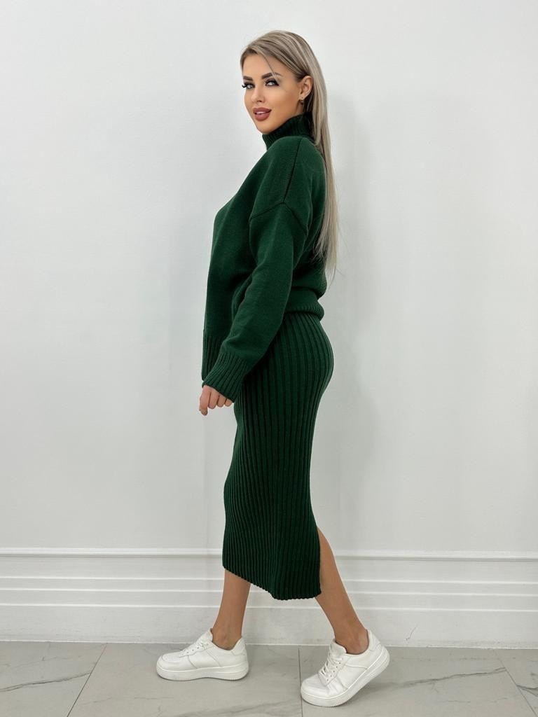 костюм с юбкой,женский костюм изумрудный,костюм с юбкой трикотажный теплый,костюм трикотажный,костюм трикотажный kotam
