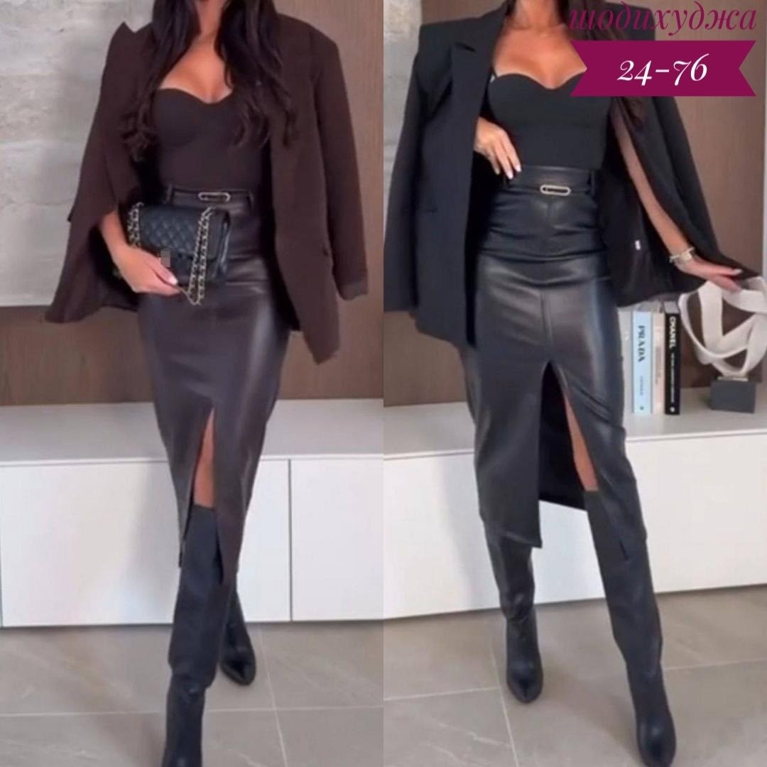 юбка кожаная с разрезом,кожаная юбка,женская кожаная юбка,кожаная юбка миди с разрезом,кожаная юбка-миди с разрезом спереди