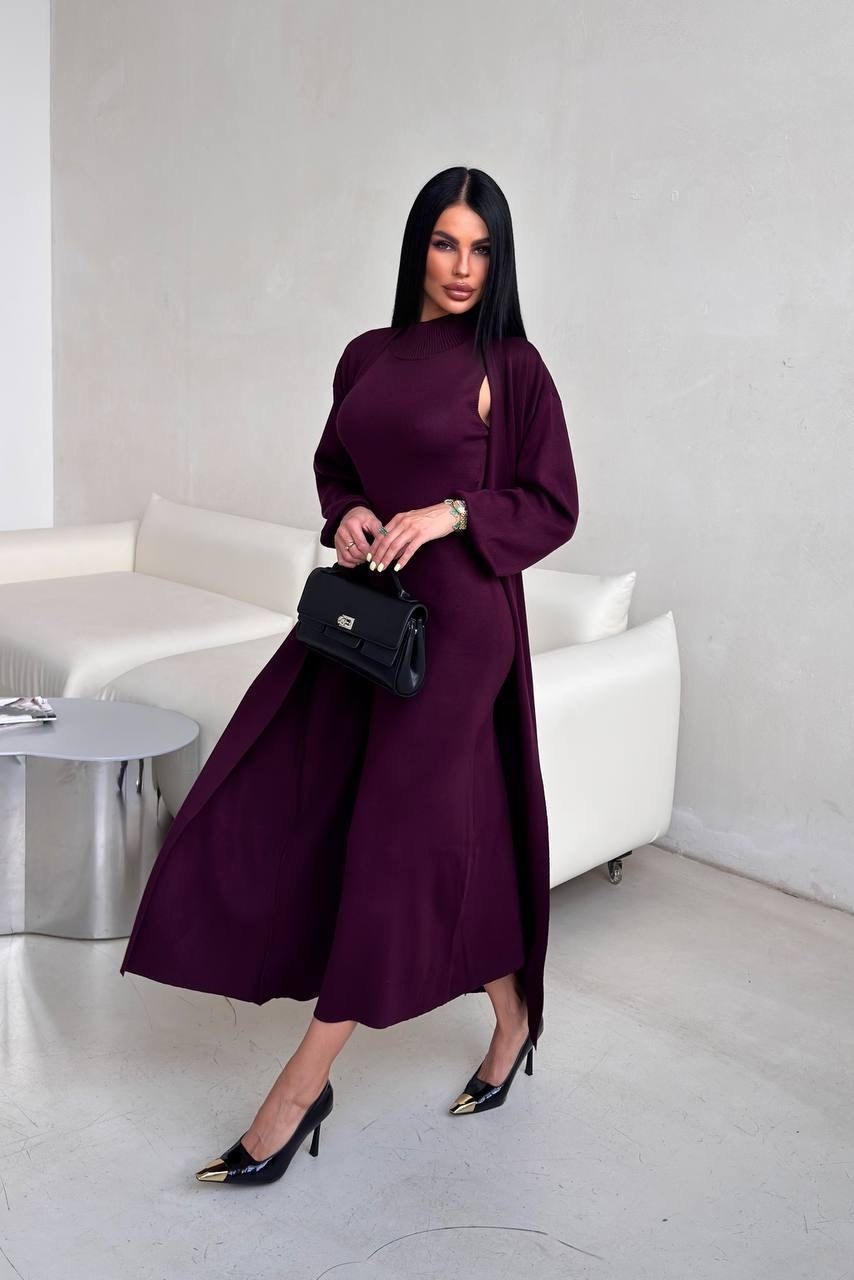 платье лапша длинное с кардиганом,кашемировая двойка платье миди + кардиган,платье накидка,трикотажное платье