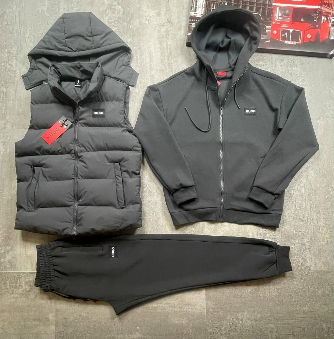 мужской спортивный костюм тройка hugo boss,костюм спортивный,зимний спортивный мужской костюм hugo boss тройка,мужские спортивные костюмы,жилетка на синтепоне